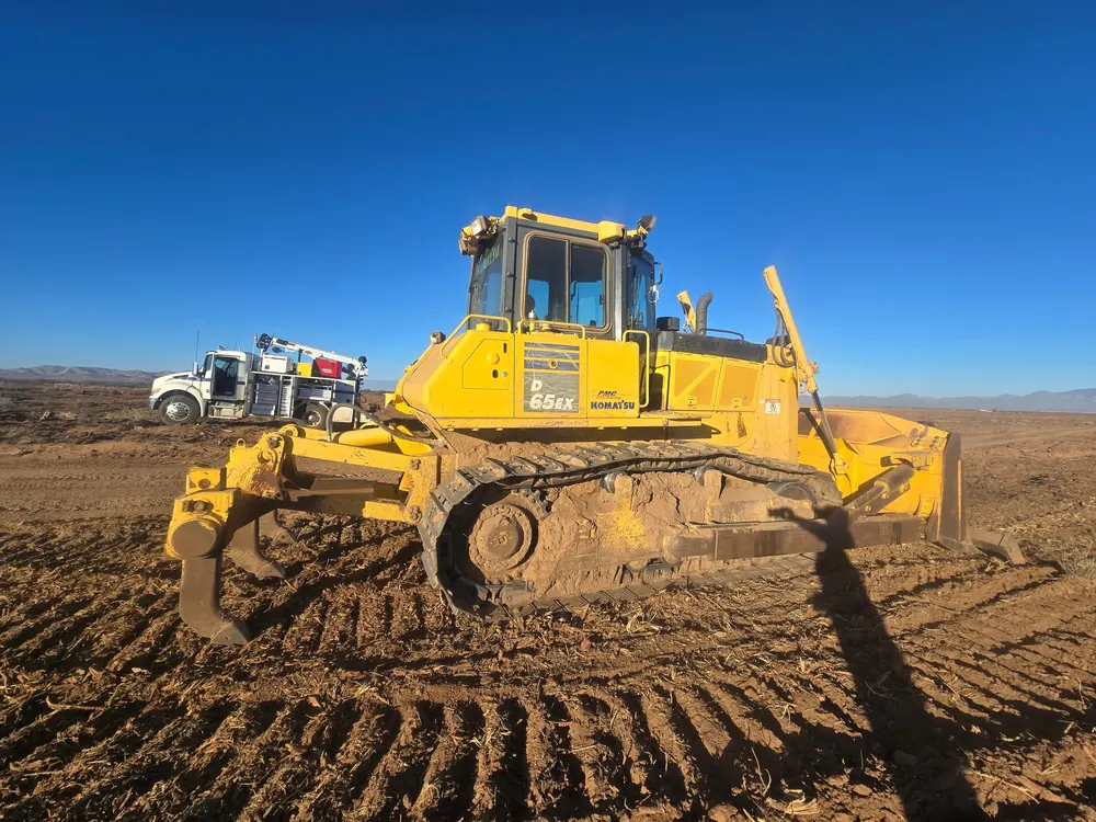 Komatsu dozer on a Southern Arizona job site